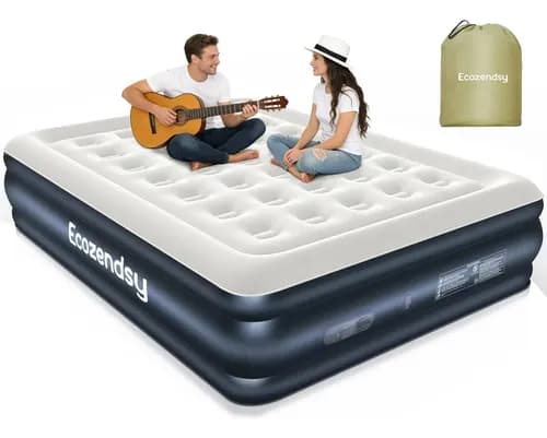 ECOZENDSY Colchón Inflable Queen Size con Bomba Eléctrica - 200x154x43 cm