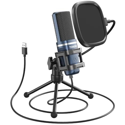 TONOR - Micrófono USB para videojuegos con condensador para computadora, con tripié y filtro DE interferencias para transmisiones, podcasting, juegos, grabación de voz; compatible con laptop y computadora de escritorio con Windows, TC-777.