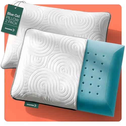 Dreamlab Almohada Blue Gel 2 Piezas | Memory Foam Hipoalergénica con Funda de Bambú