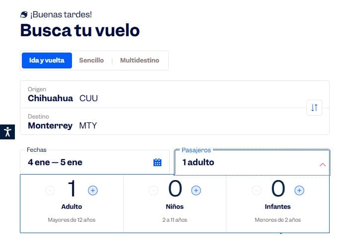 Paso 3: Selecciona el número de pasajeros